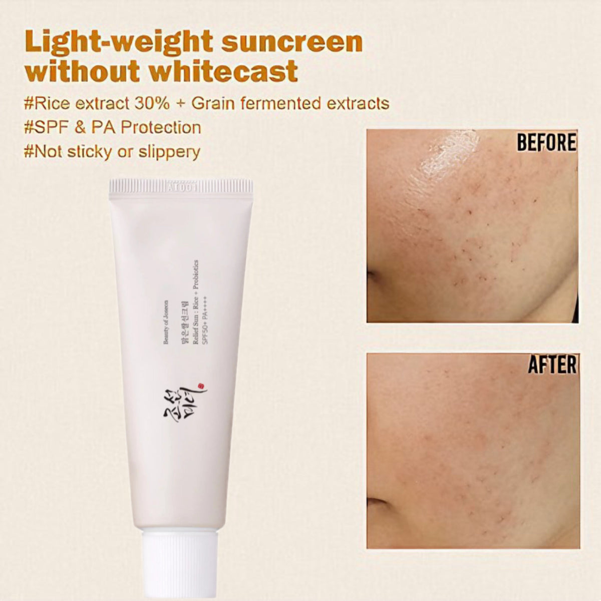Beauty of Joseon Relief Sun: Rice+Probiotics SPF50+ 50ml - Avoriell
