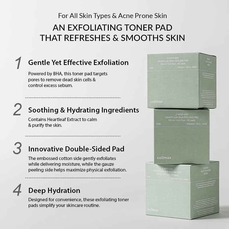 Celimax Ji Woo Gae Heartleaf BHA Peeling Pad 60 st - Avoriell